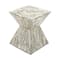 19" Multi Mussel Shells & Wood Contemporary Accent Table